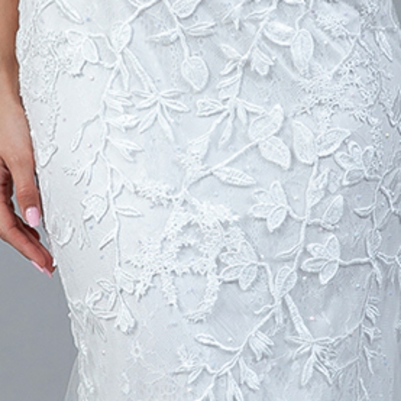 Wedding dress,white strapless fitted corset lace up open back bridal gown - Picture 3 of 6